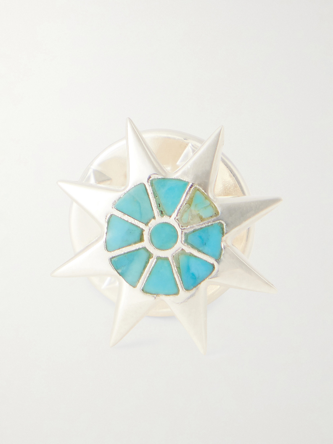 Peyote Bird Starburst Silver Turquoise Pin In Blue