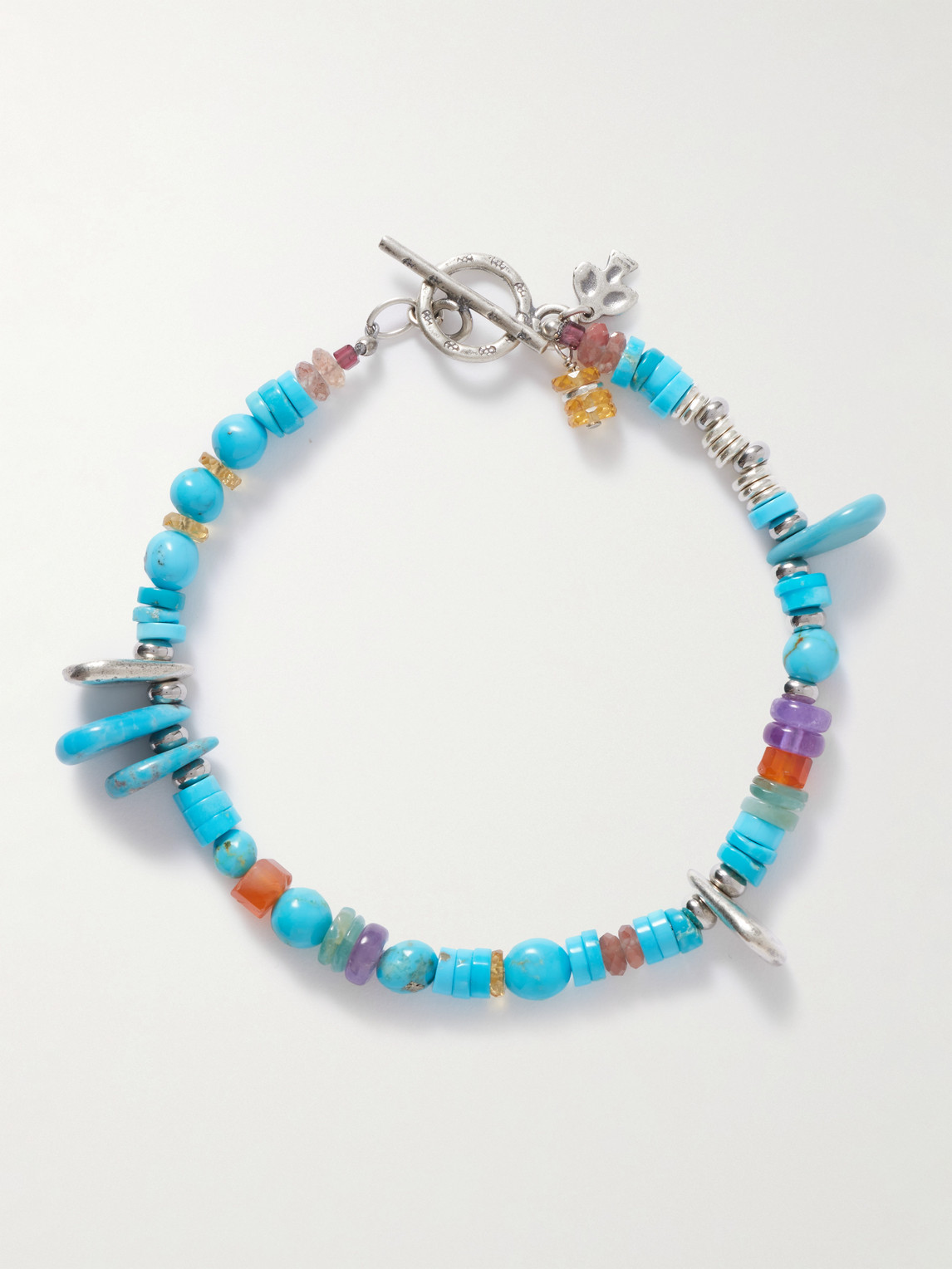 Peyote Bird Playa Sterling Silver Multi-stone Beaded Bracelet In Blue