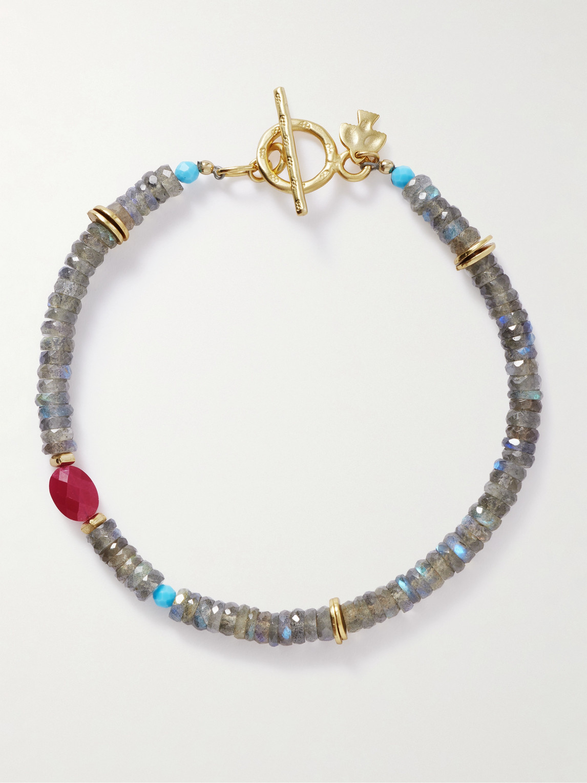 Peyote Bird Ember Gold-plated Multi-stone Beaded Bracelet In Grey