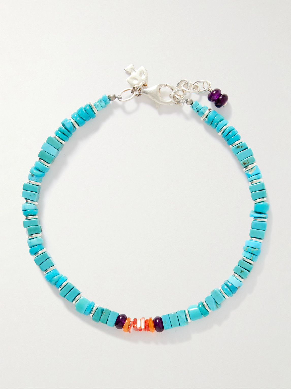 Peyote Bird Wavebreaker Sterling Silver Multi-stone Beaded Bracelet In Blue