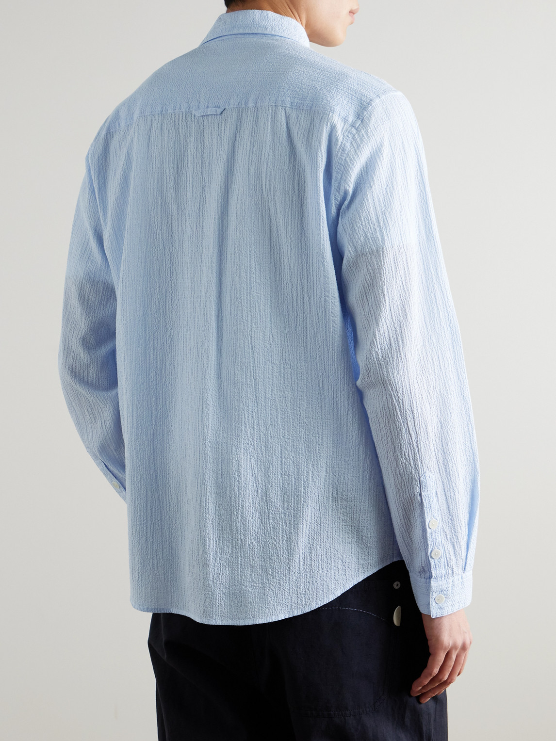  Folk - Textured Cotton-blend Shirt - Men - Blue - S 