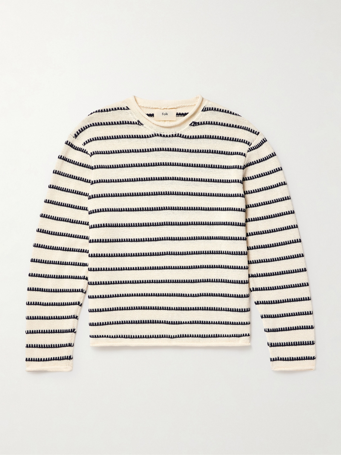 Folk Striped Cotton Sweater In Neutral