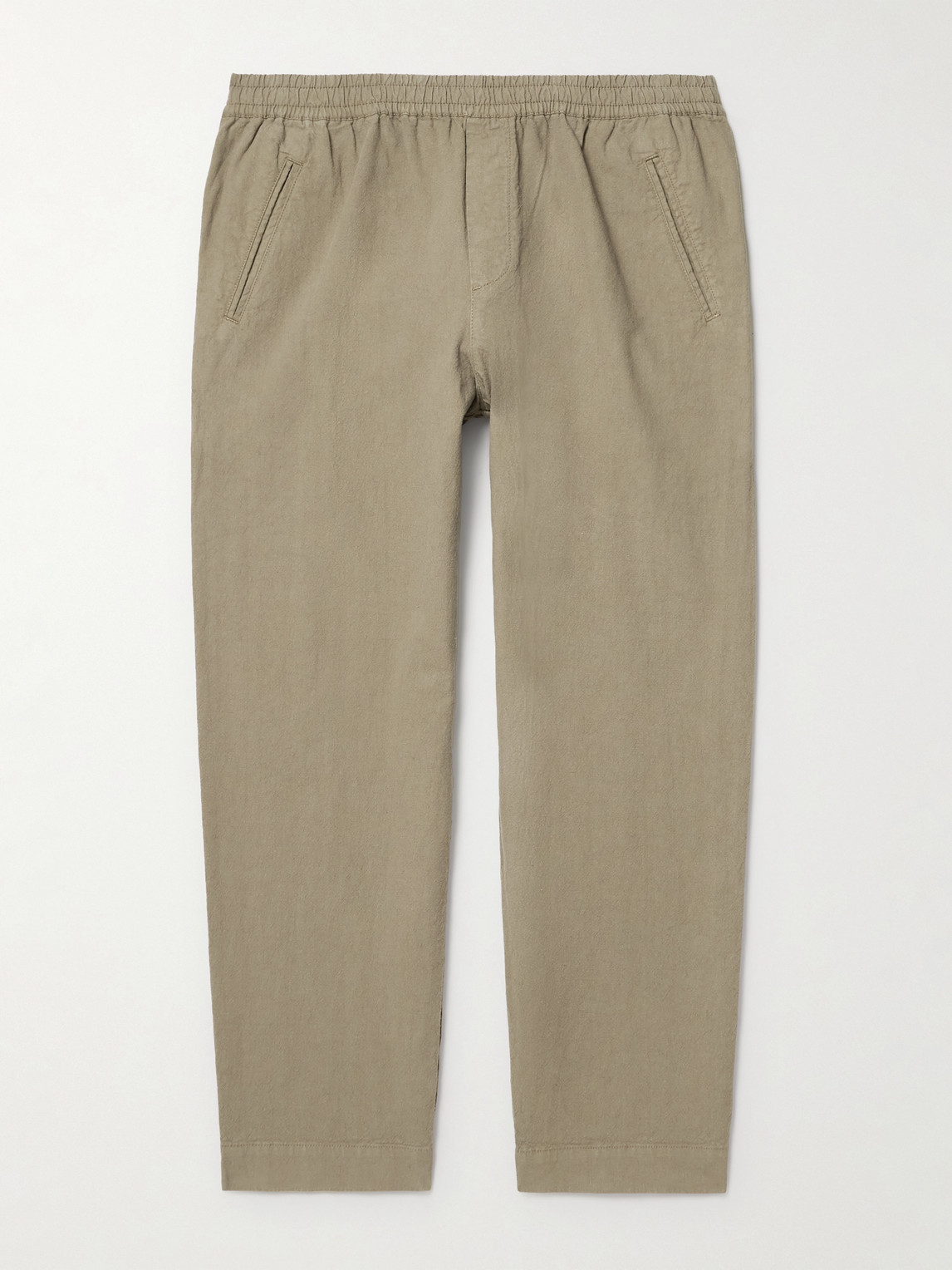 Folk Drawcord Assembly Straight-leg Linen And Cotton-blend Canvas Trousers In Green