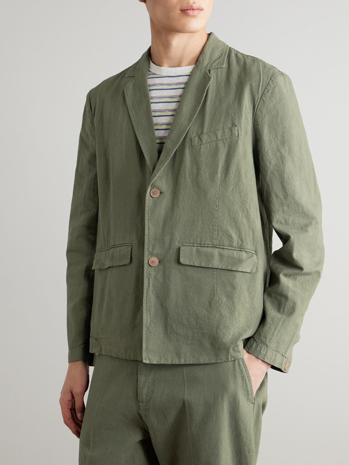  Folk - Lunar Linen And Cotton-blend Suit Jacket - Men - Green - S 