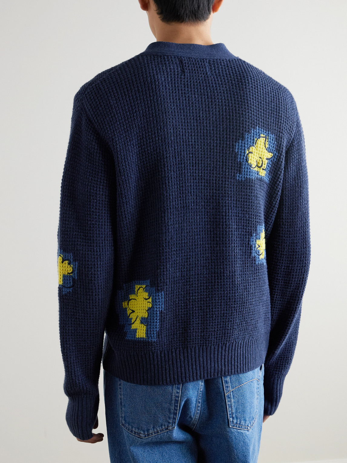  Folk - Embroidered Waffle-knit Cardigan - Men - Blue - M 
