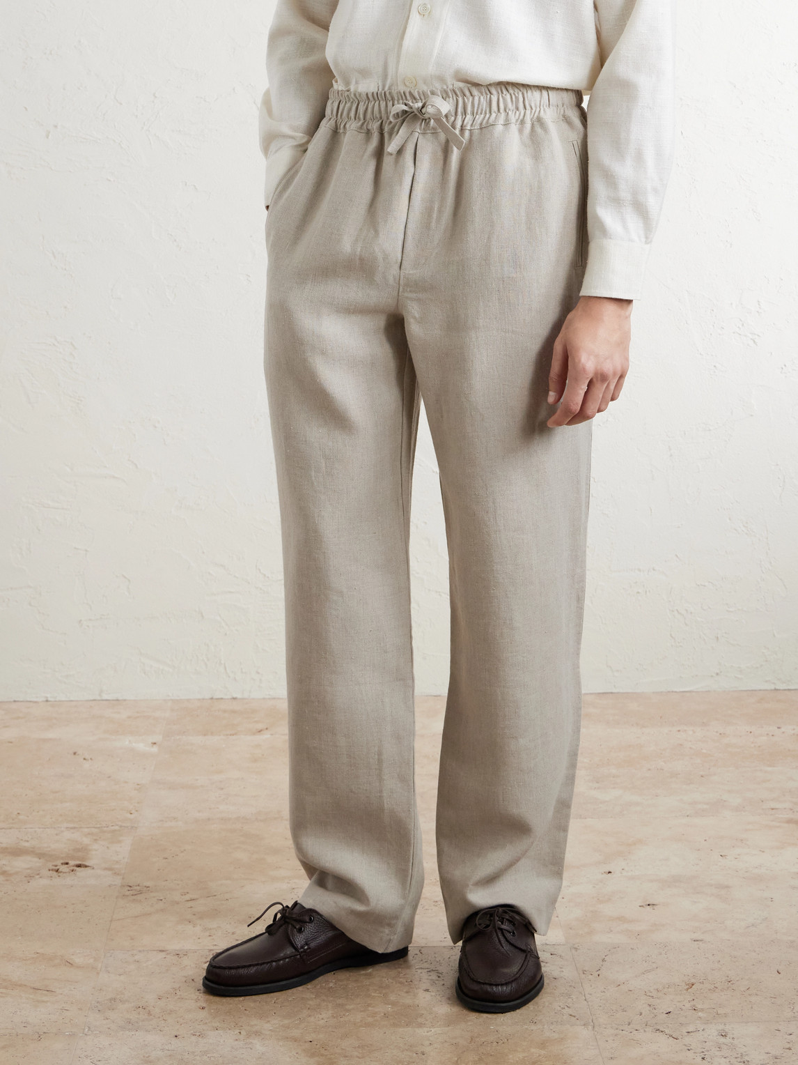  Saman Amel - Straight-leg Linen Trousers - Men - Neutrals - It 46 