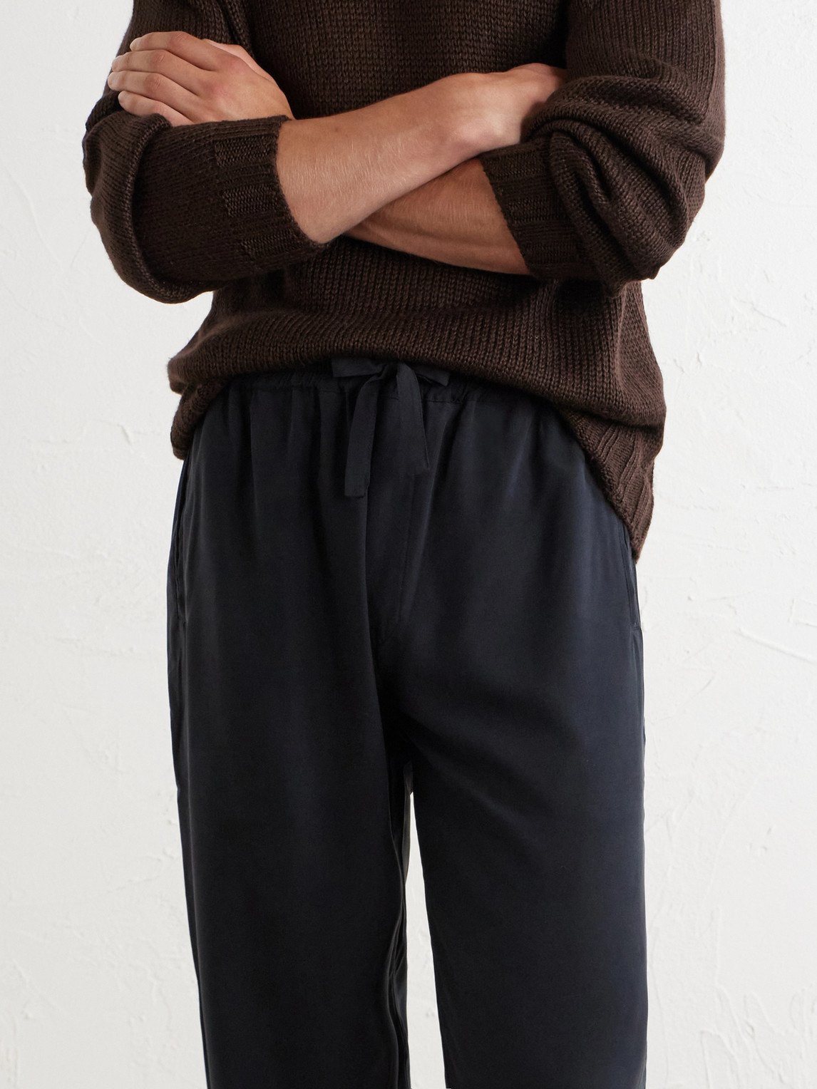 Straight-Leg Silk Trousers