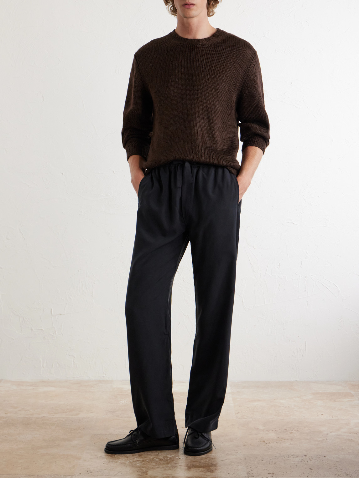 Straight-Leg Silk Trousers