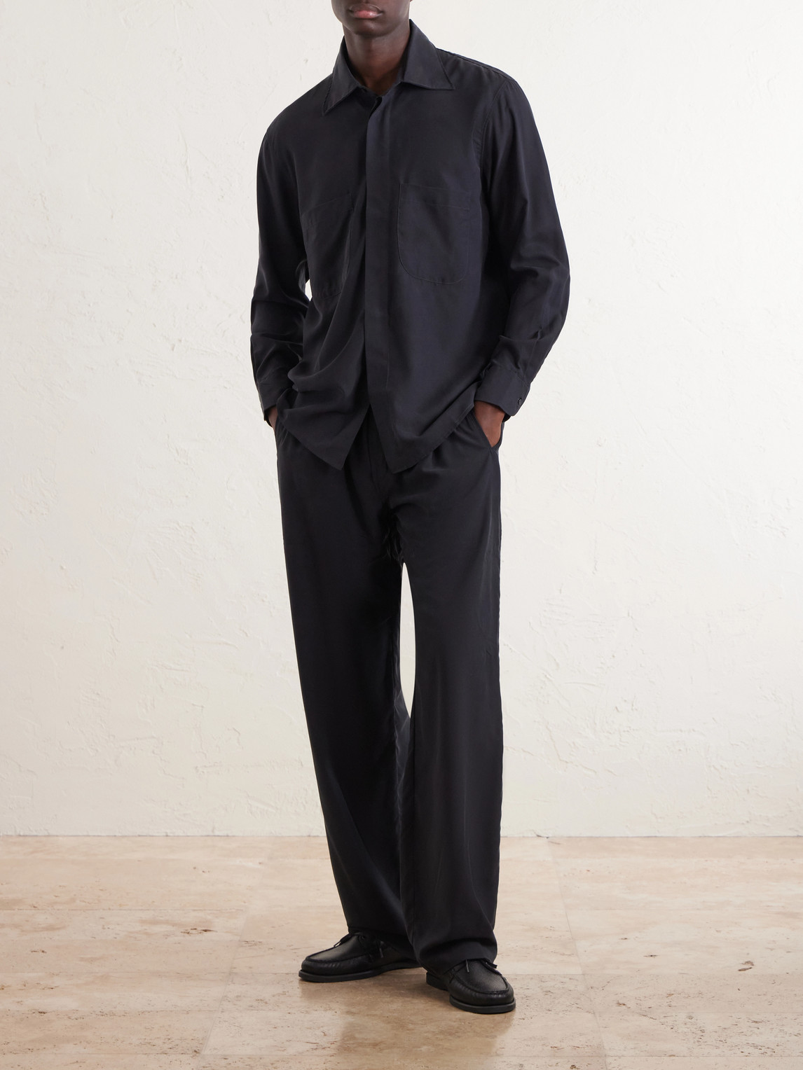 Straight-Leg Silk Trousers