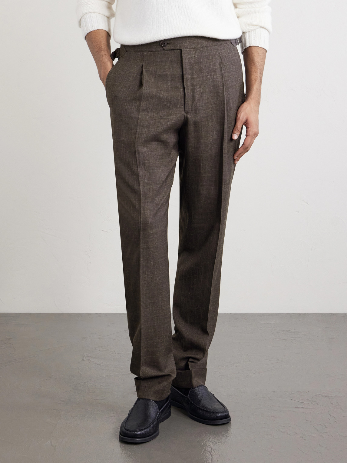 Amie Straight-Leg Wool, Silk And Linen-Blend Suit Trousers