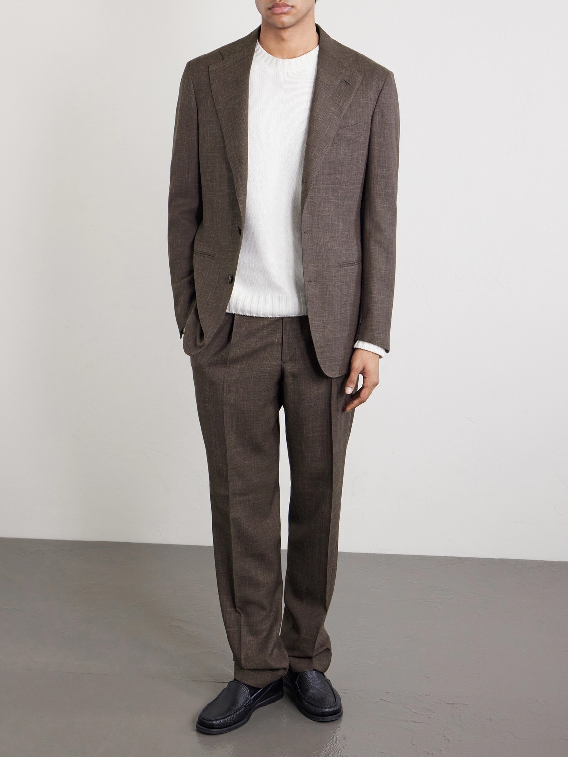 Amie Straight-Leg Wool, Silk And Linen-Blend Suit Trousers