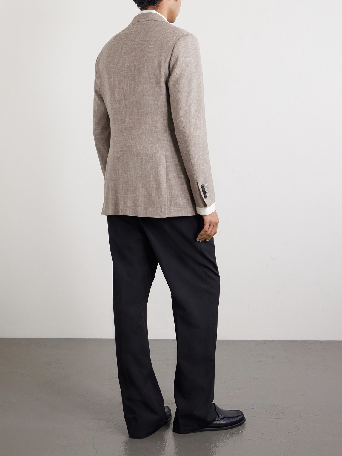 Slim-Fit Basketweave Wool, Silk And Linen-Blend Blazer