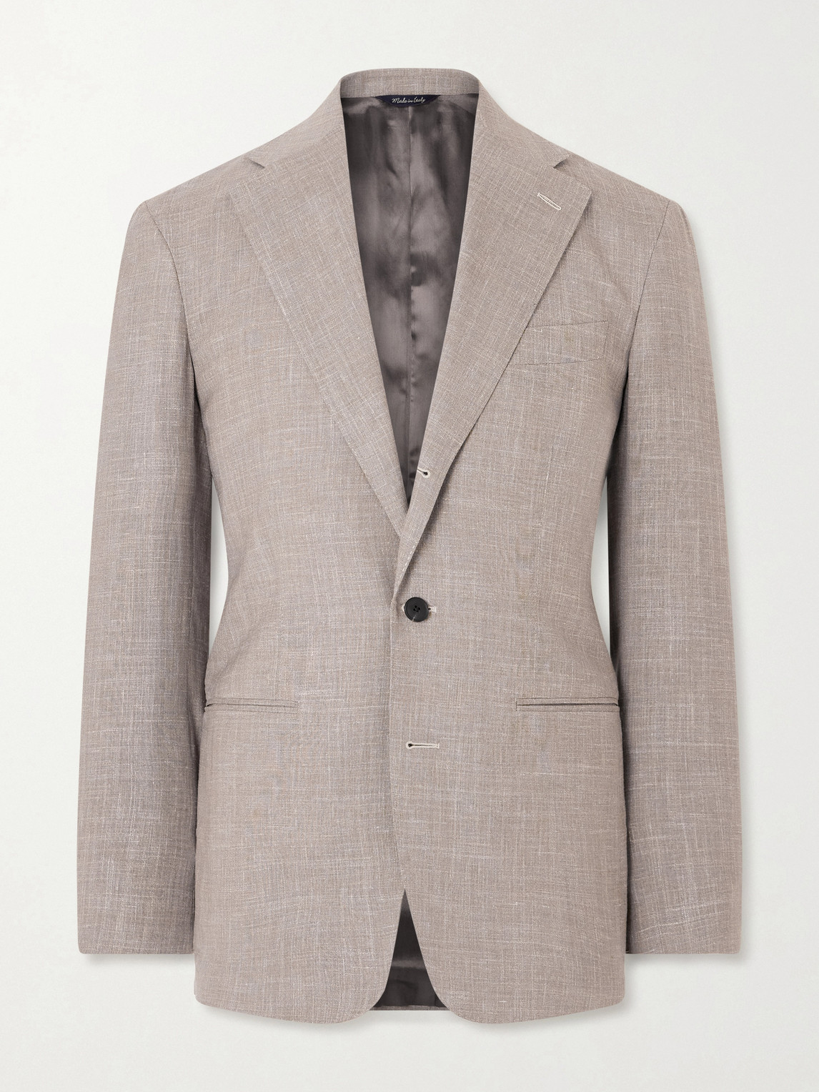 Saman Amel Slim-fit Basketweave Wool, Silk And Linen-blend Blazer In Gray