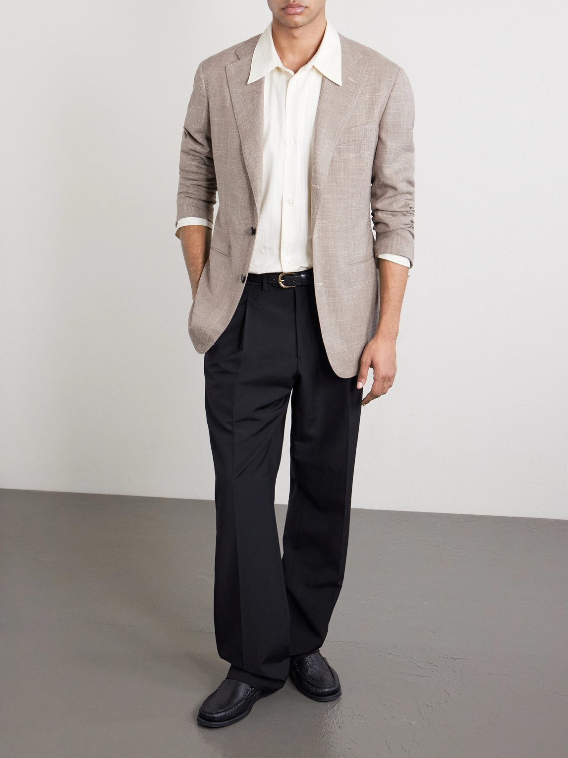 Slim-Fit Basketweave Wool, Silk And Linen-Blend Blazer