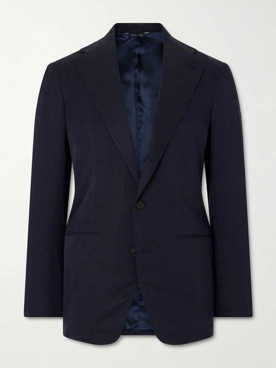 Saman Amel Slim-fit Silk And Linen-blend Suit Jacket In Blue