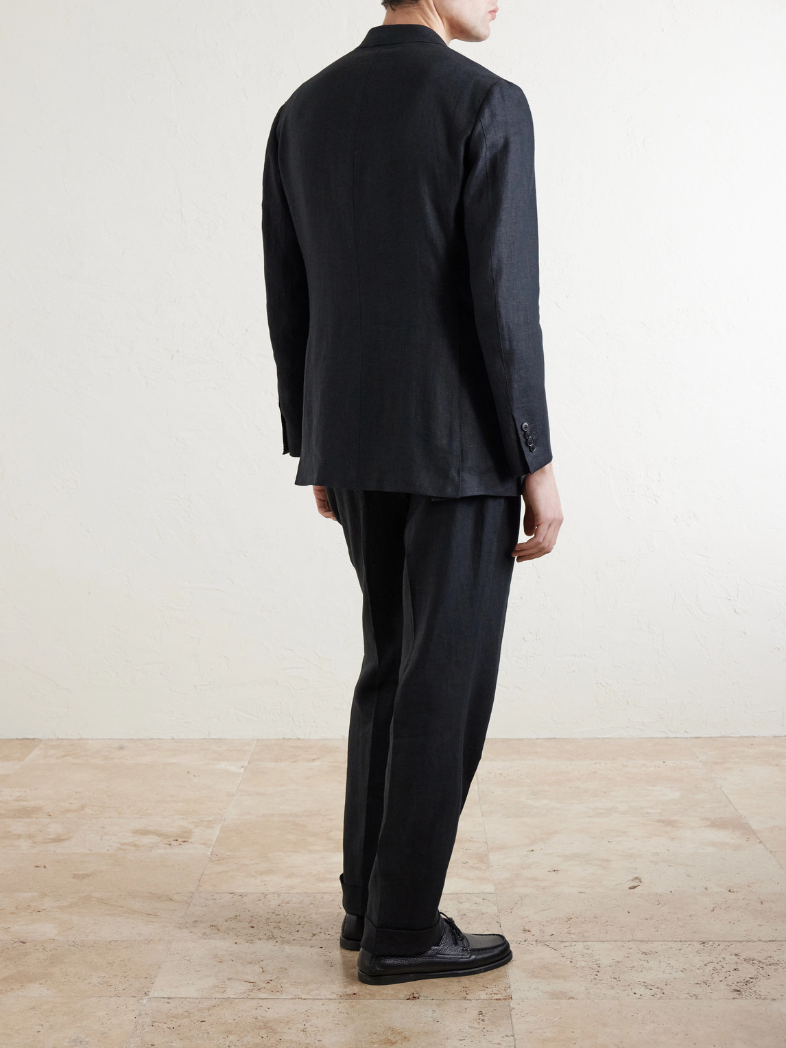  Saman Amel - Linen Double-breasted Blazer - Men - Black - It 46 