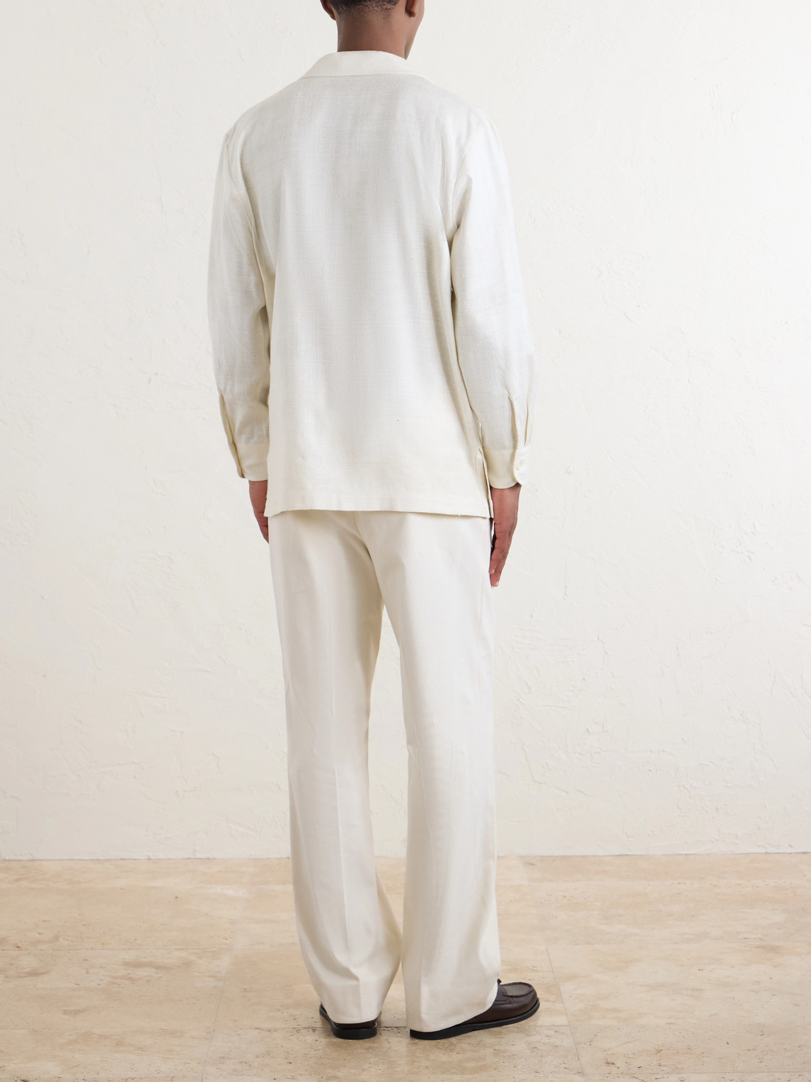 Camp-Collar Silk-Gauze Shirt
