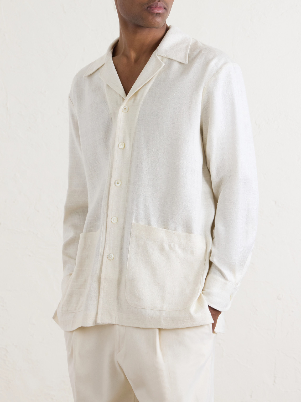 Camp-Collar Silk-Gauze Shirt