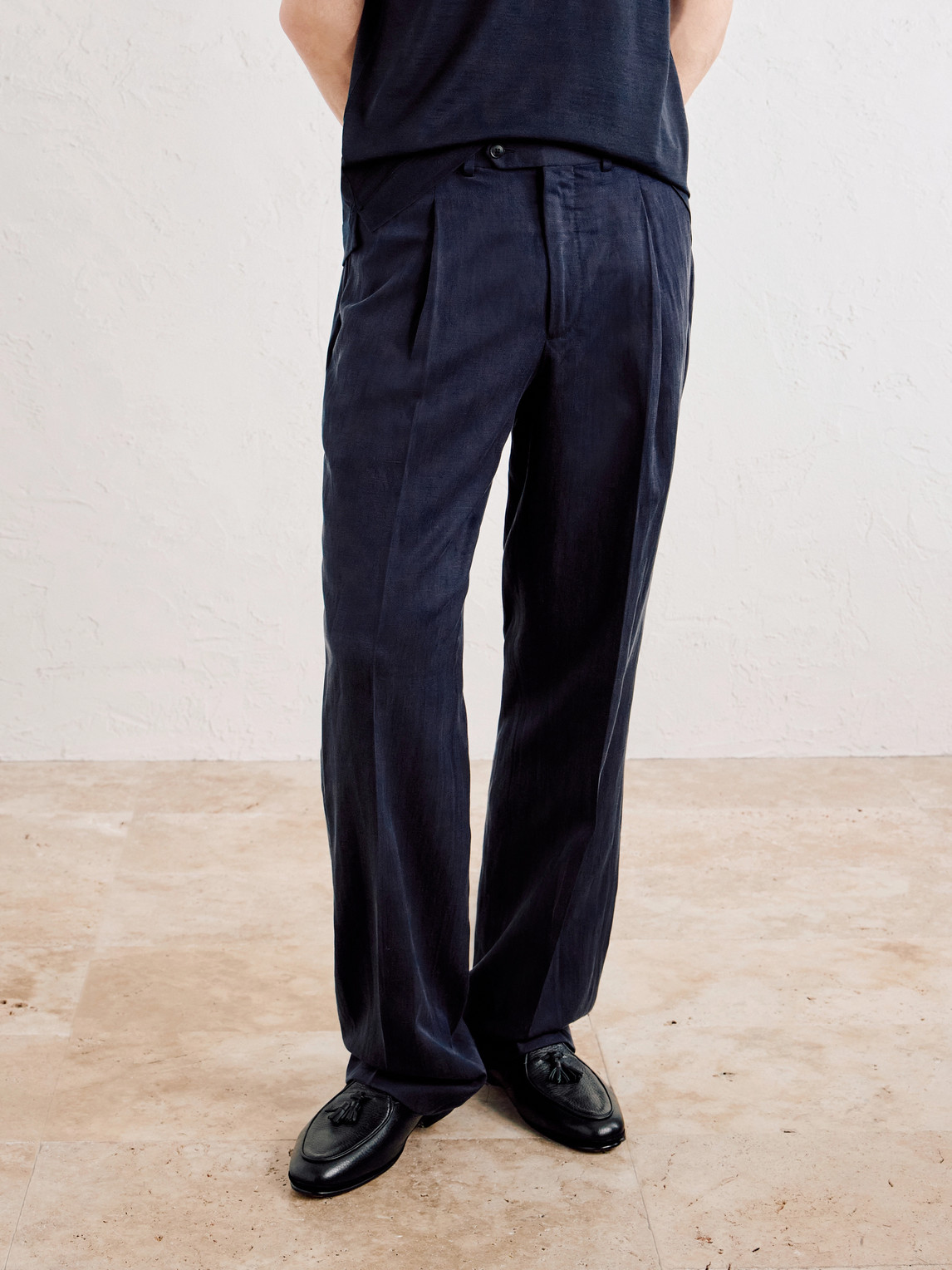 Amo Straight-Leg Pleated Silk And Linen-Blend Suit Trousers