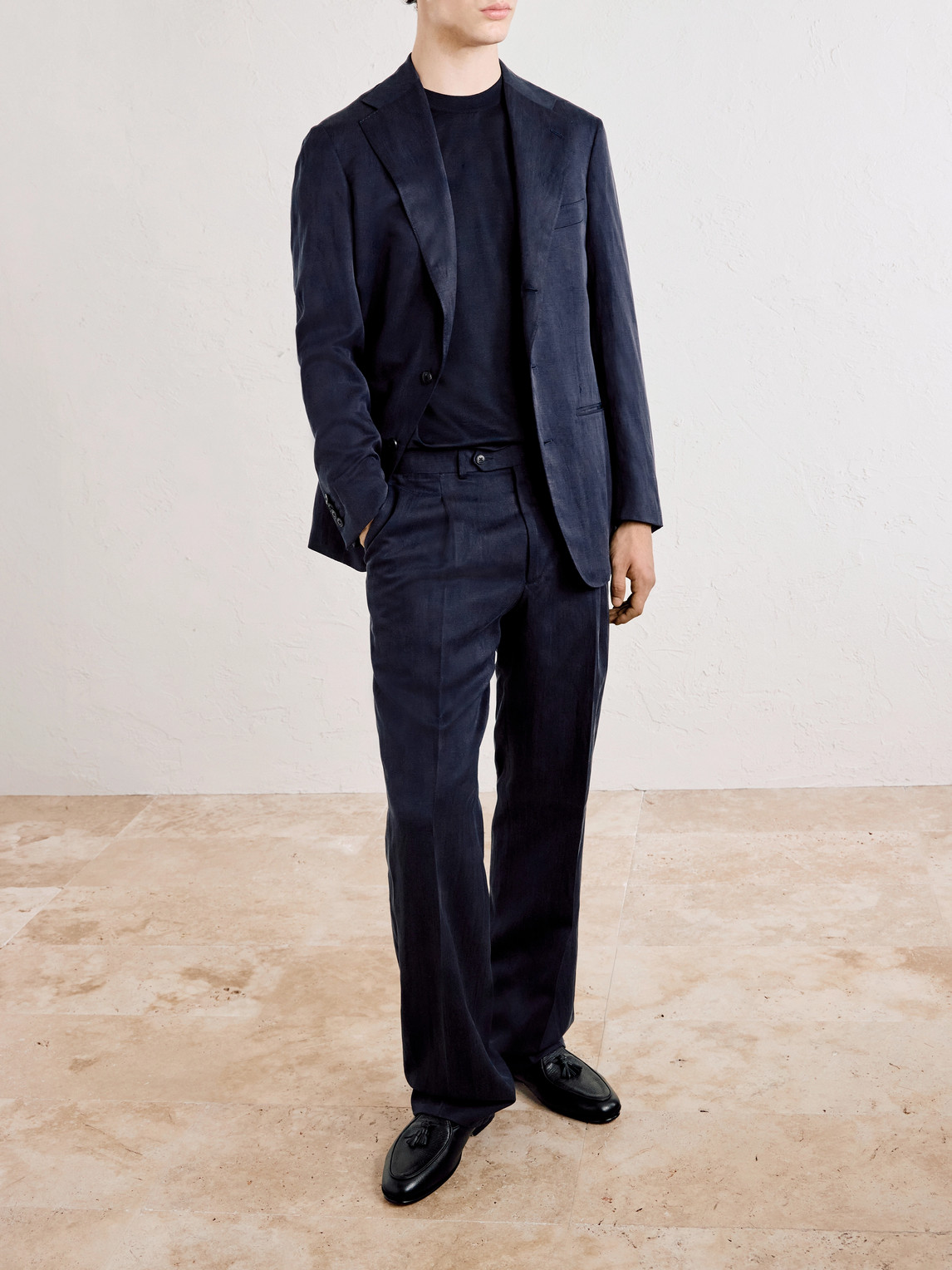 Amo Straight-Leg Pleated Silk And Linen-Blend Suit Trousers