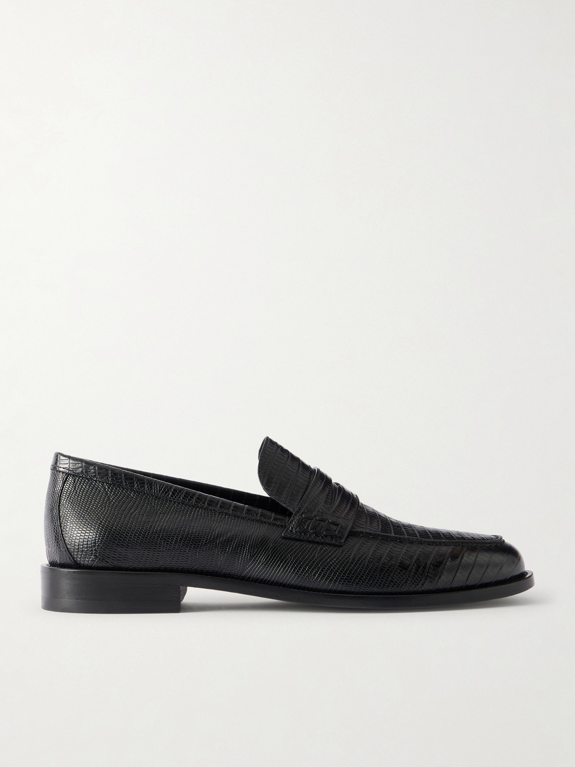 Manolo Blahnik – Perry Lizard-Effect Leather Penny Loafers