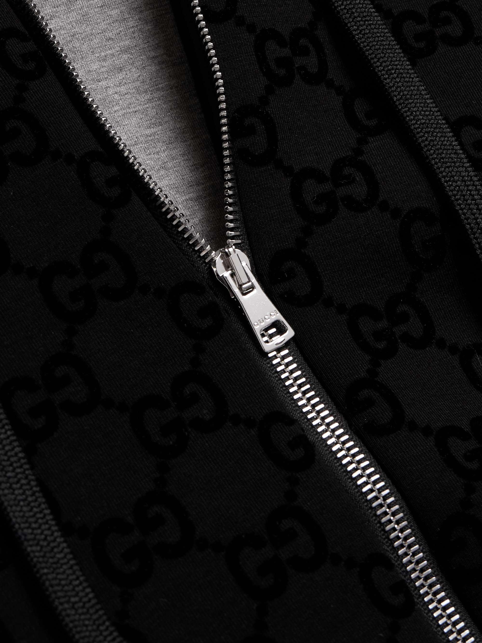 GUCCI Logo-Flocked Jersey Zip-Up Hoodie for Men | MR PORTER