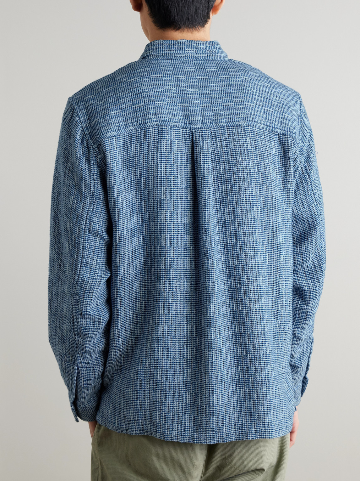  Folk - Patch Basketweave Cotton Overshirt - Men - Blue - S 