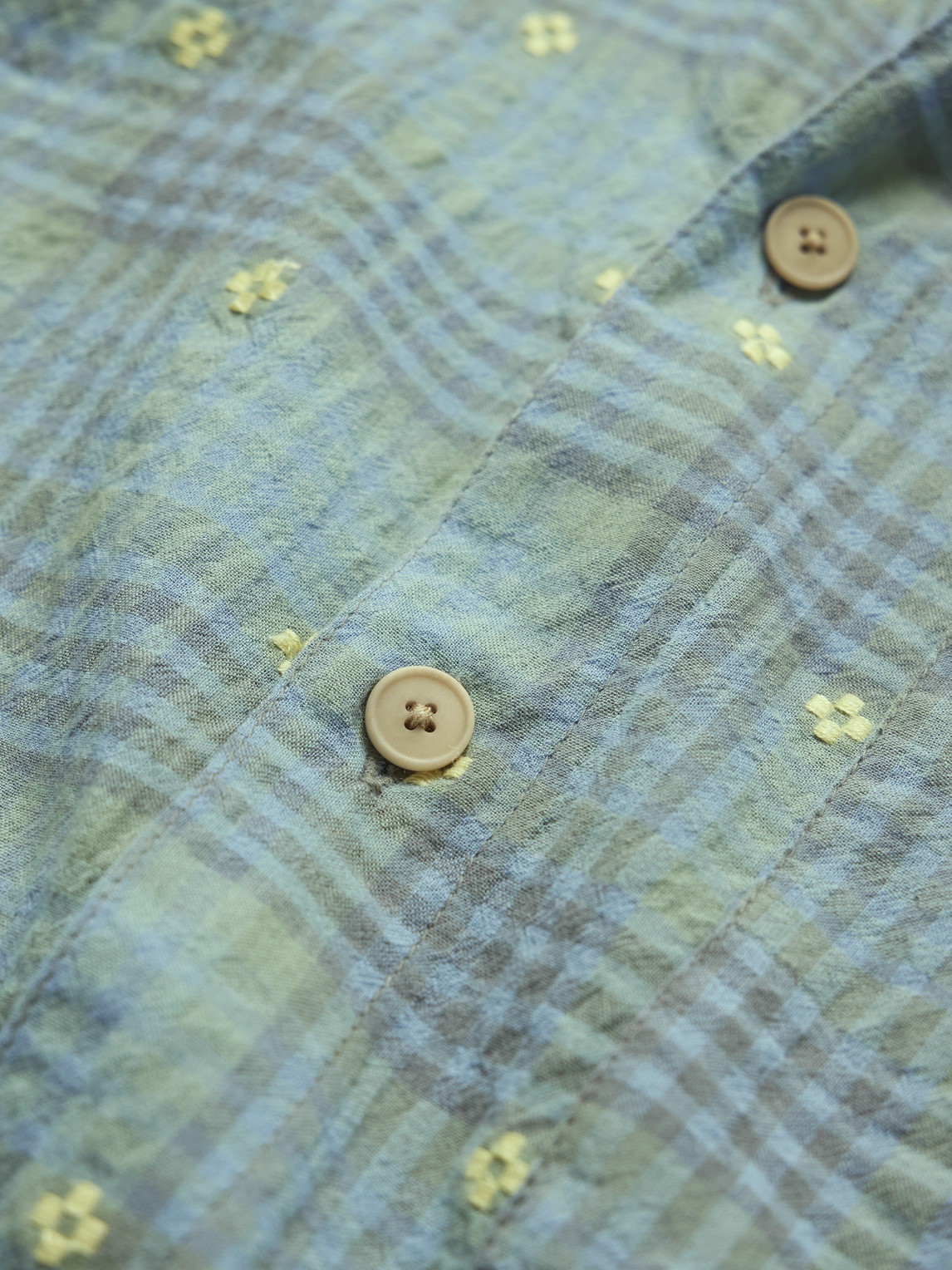  Folk - Gabe Embroidered Checked Linen And Cotton-blend Shirt - Men - Blue - S 