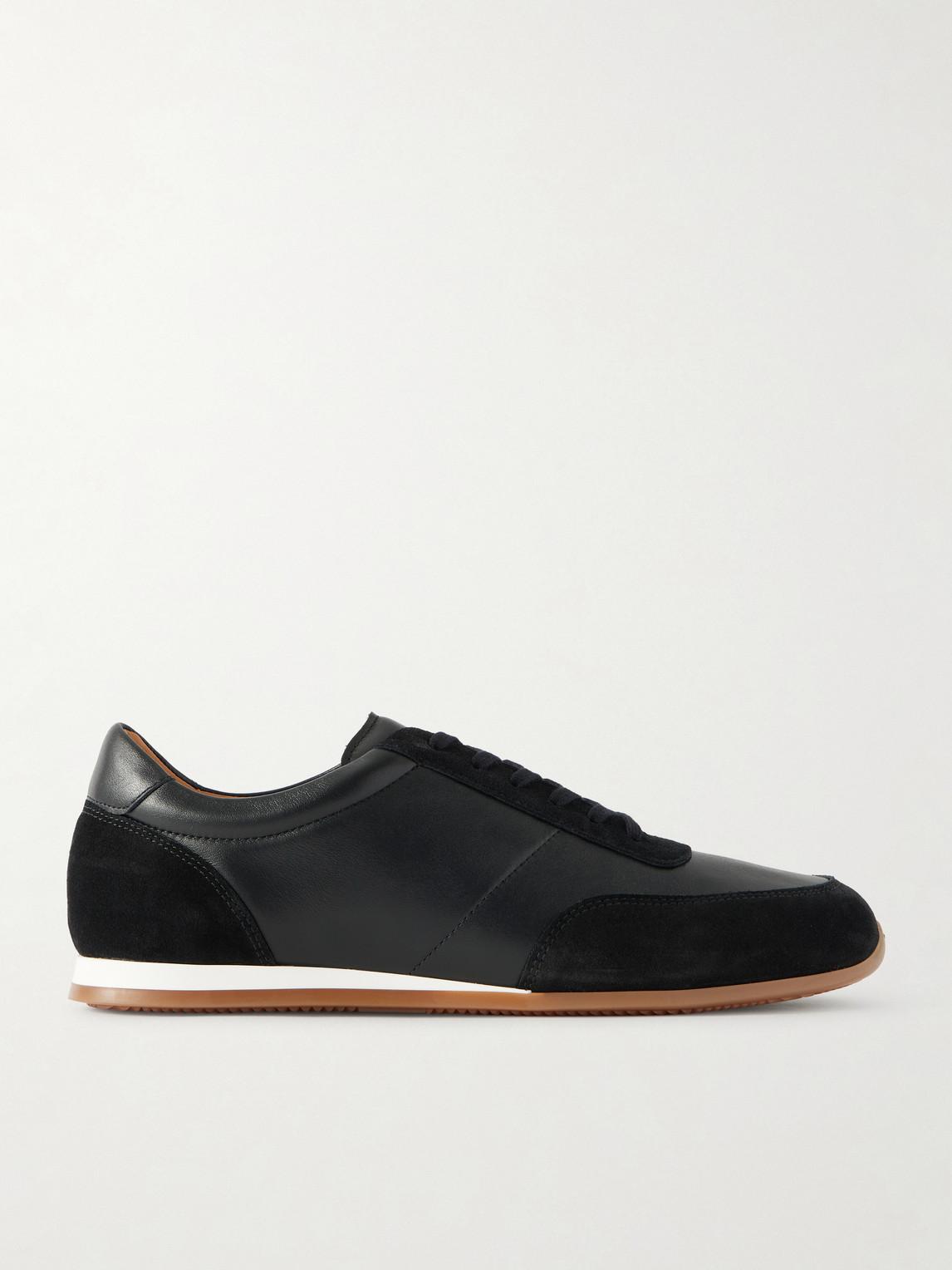 MR P. Suede-Trimmed Leather Sneakers UK 7.5