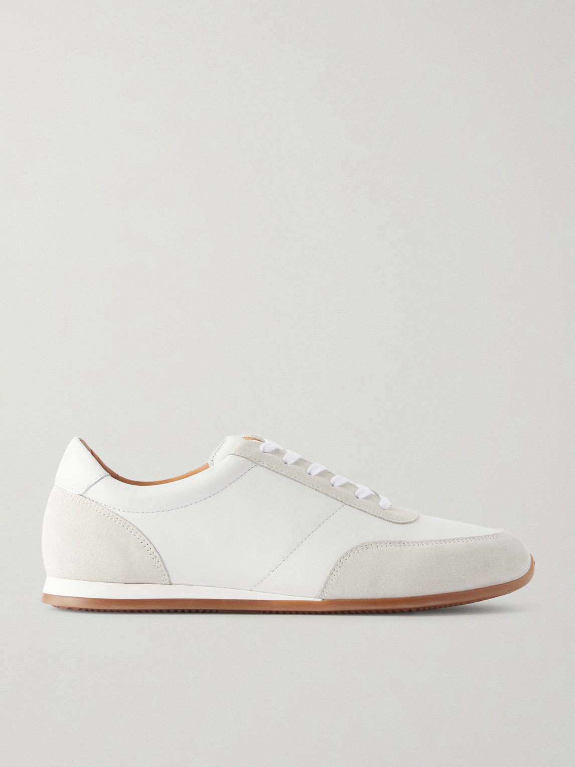 MR P. Suede-Trimmed Leather Sneakers UK 8.5