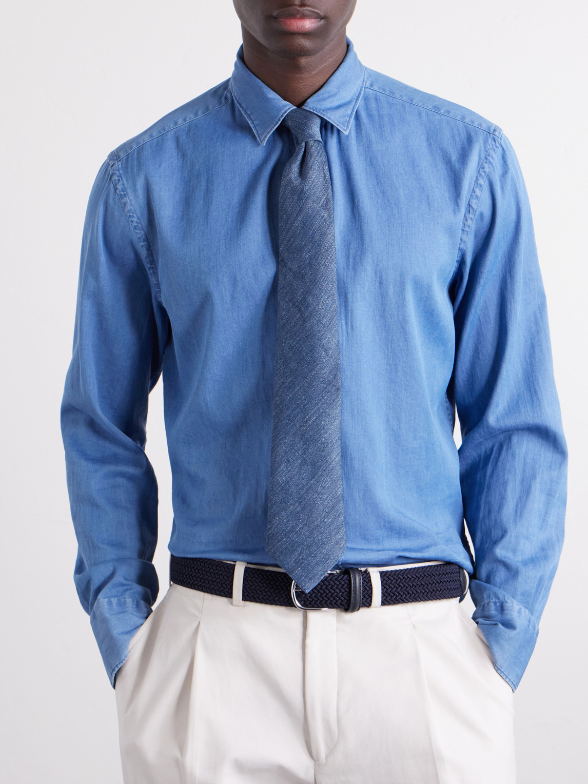  Mr P. - 8cm Linen And Silk-blend Tie - Men - Blue 