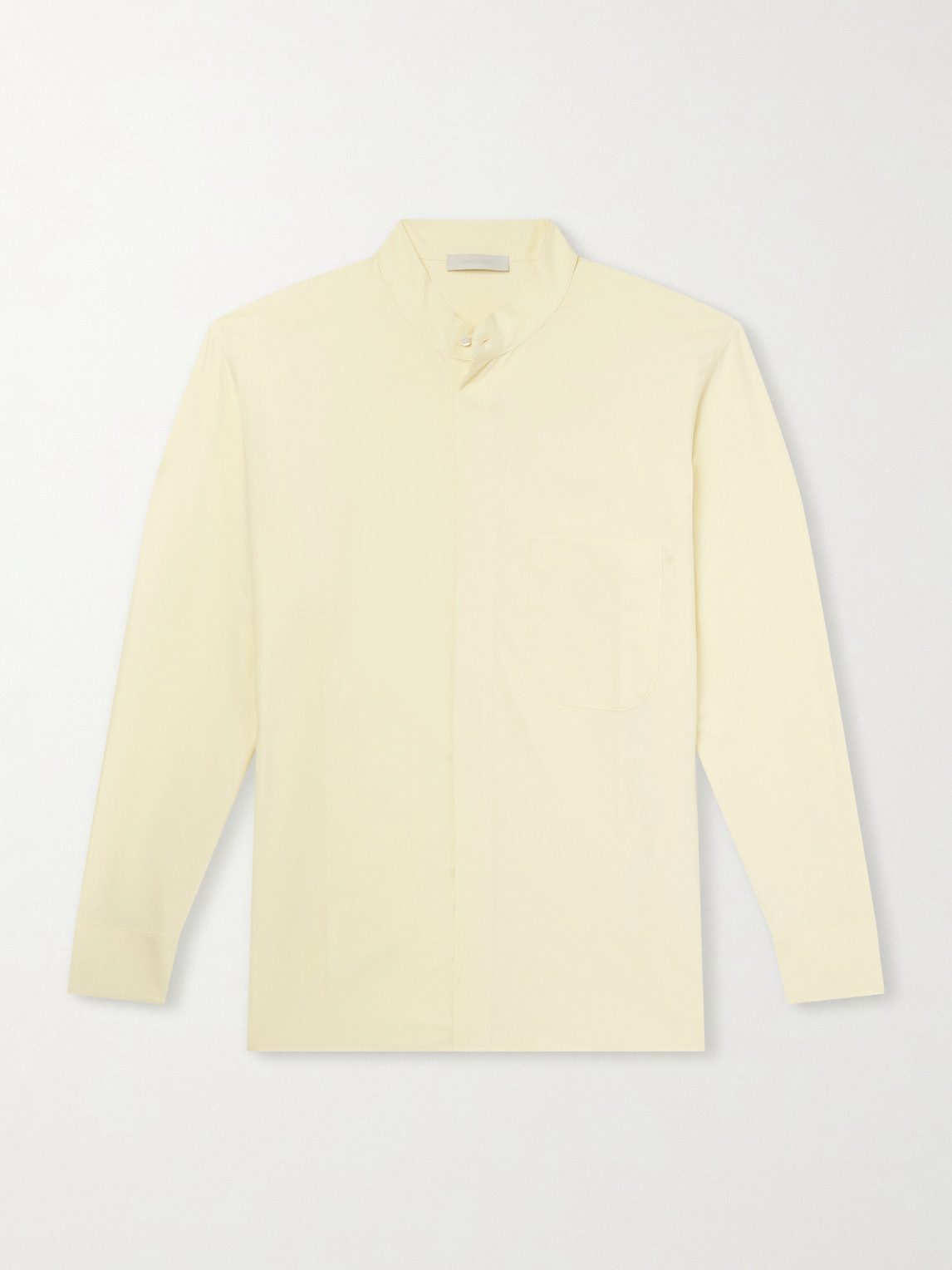 Saman Amel Grandad-collar Silk Shirt In Neutral