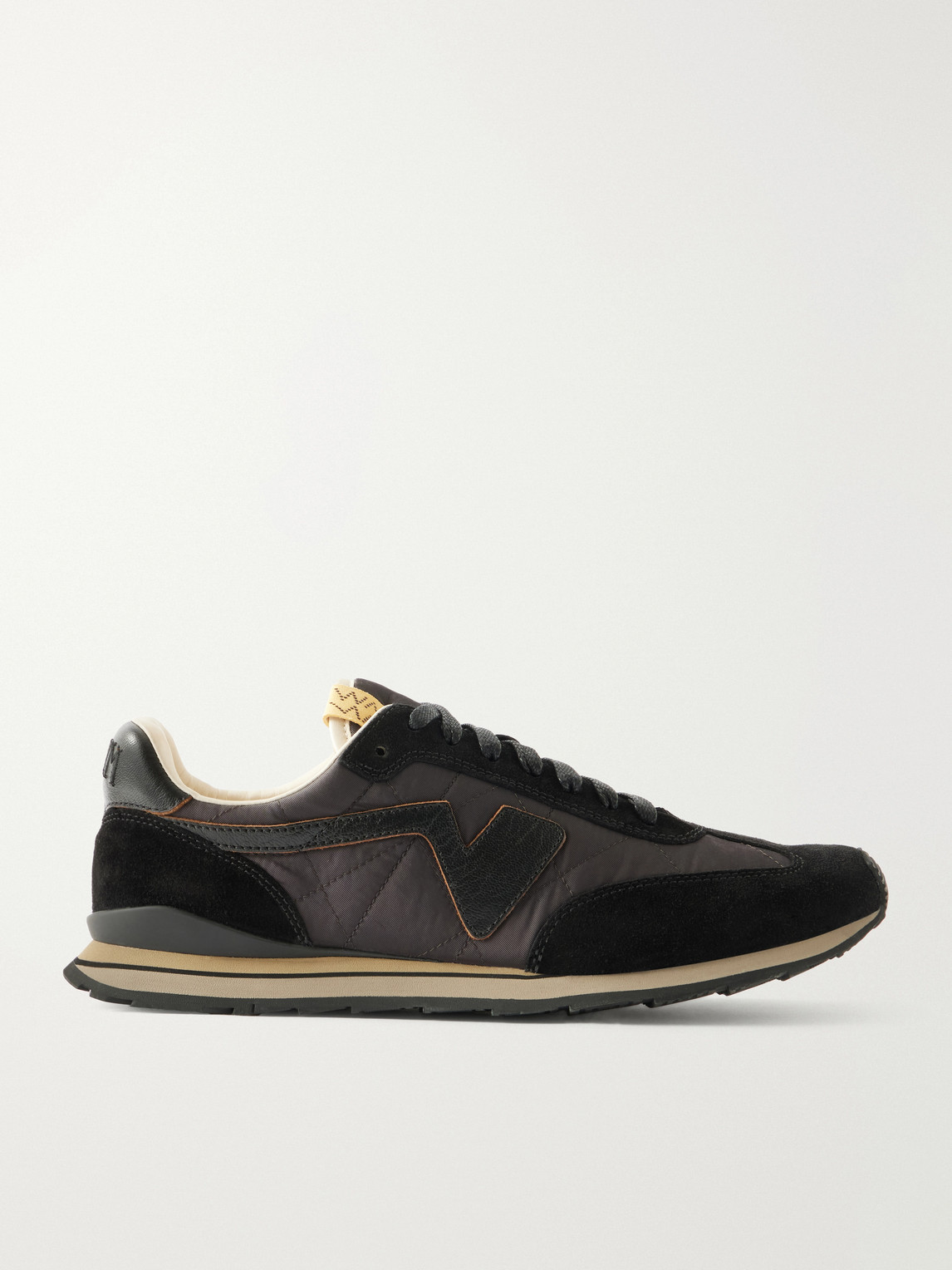Visvim Fkt Runner Leather And Suede-trimmed Shell Sneakers In Black