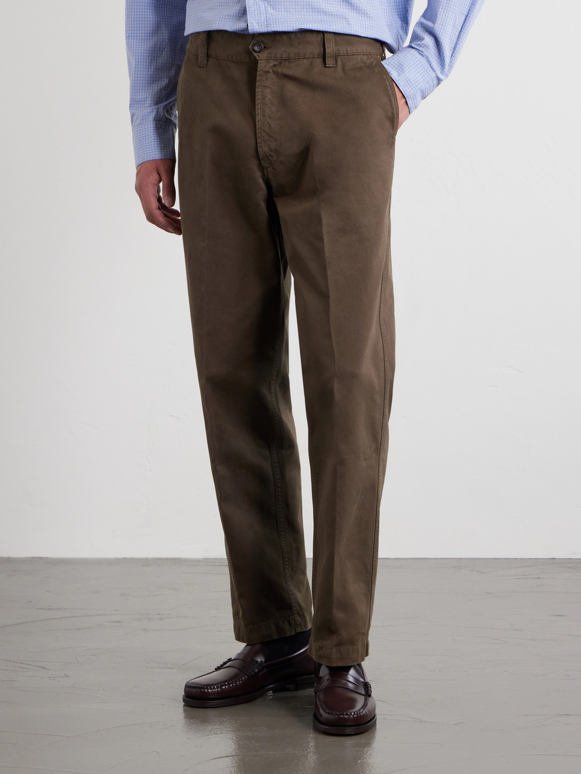 Drake's Straight-Leg Peached Cotton-Twill Trousers - Men | Thumbnail 3 Drake's Straight-Leg Peached Cotton-Twill Trousers - Men | Thumbnail 3