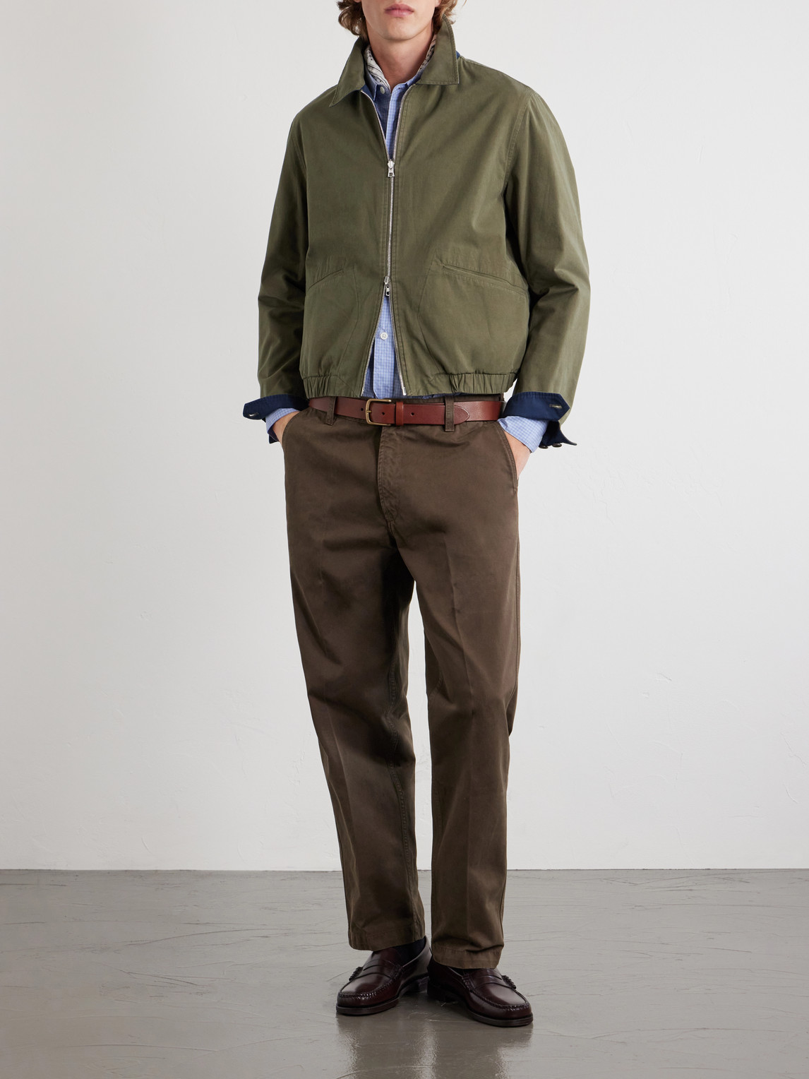Drake's Straight-Leg Peached Cotton-Twill Trousers - Men | Thumbnail 2 Drake's Straight-Leg Peached Cotton-Twill Trousers - Men | Thumbnail 2
