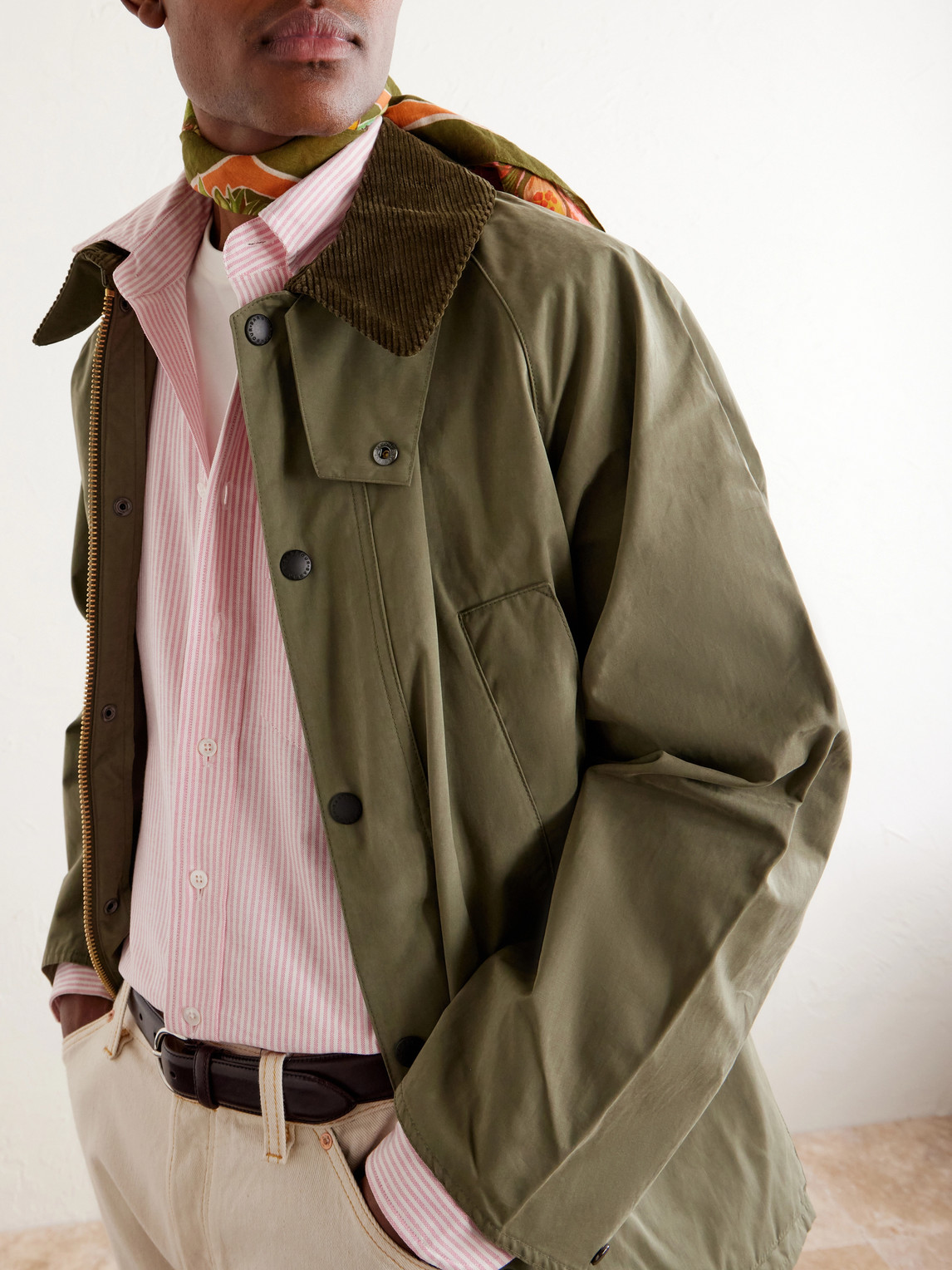 Button-Down Collar Striped Cotton Shirt