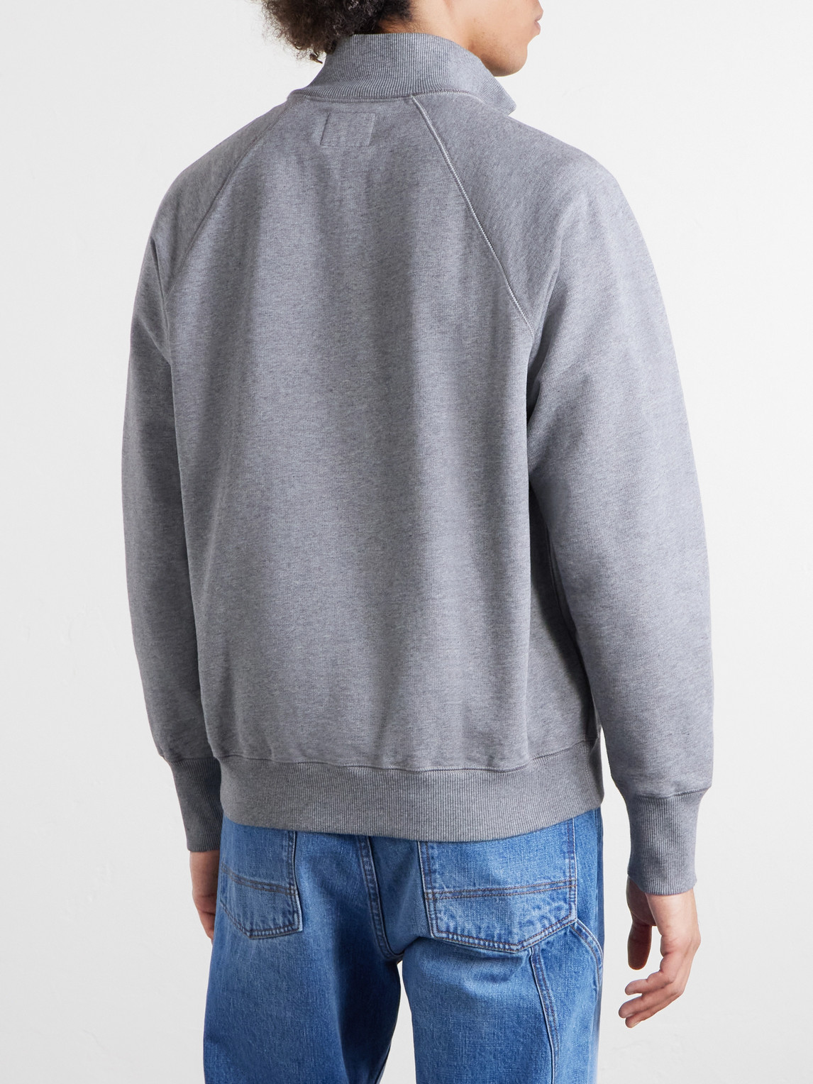 Cotton-Jersey Half-Zip Sweater