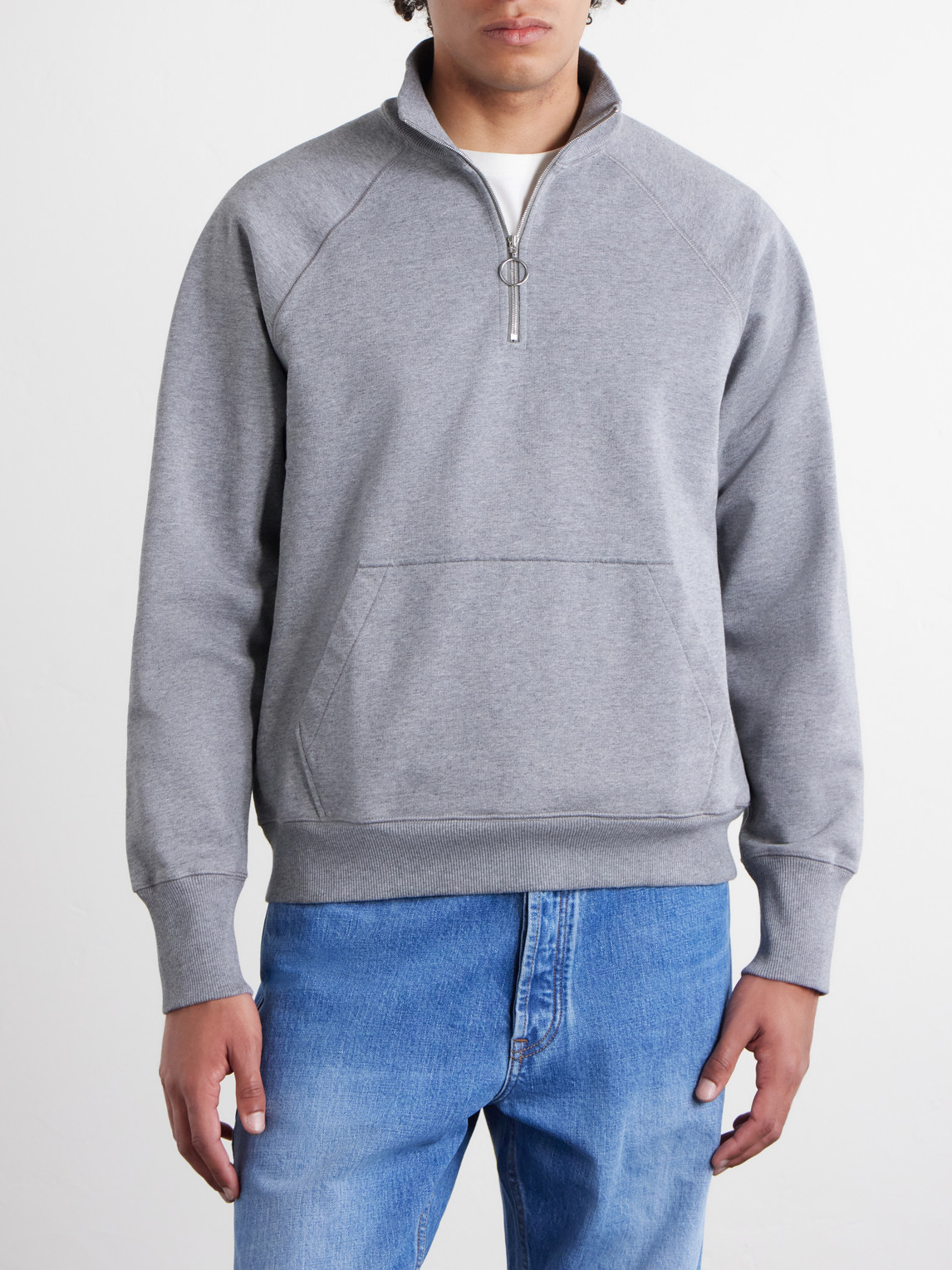 Cotton-Jersey Half-Zip Sweater