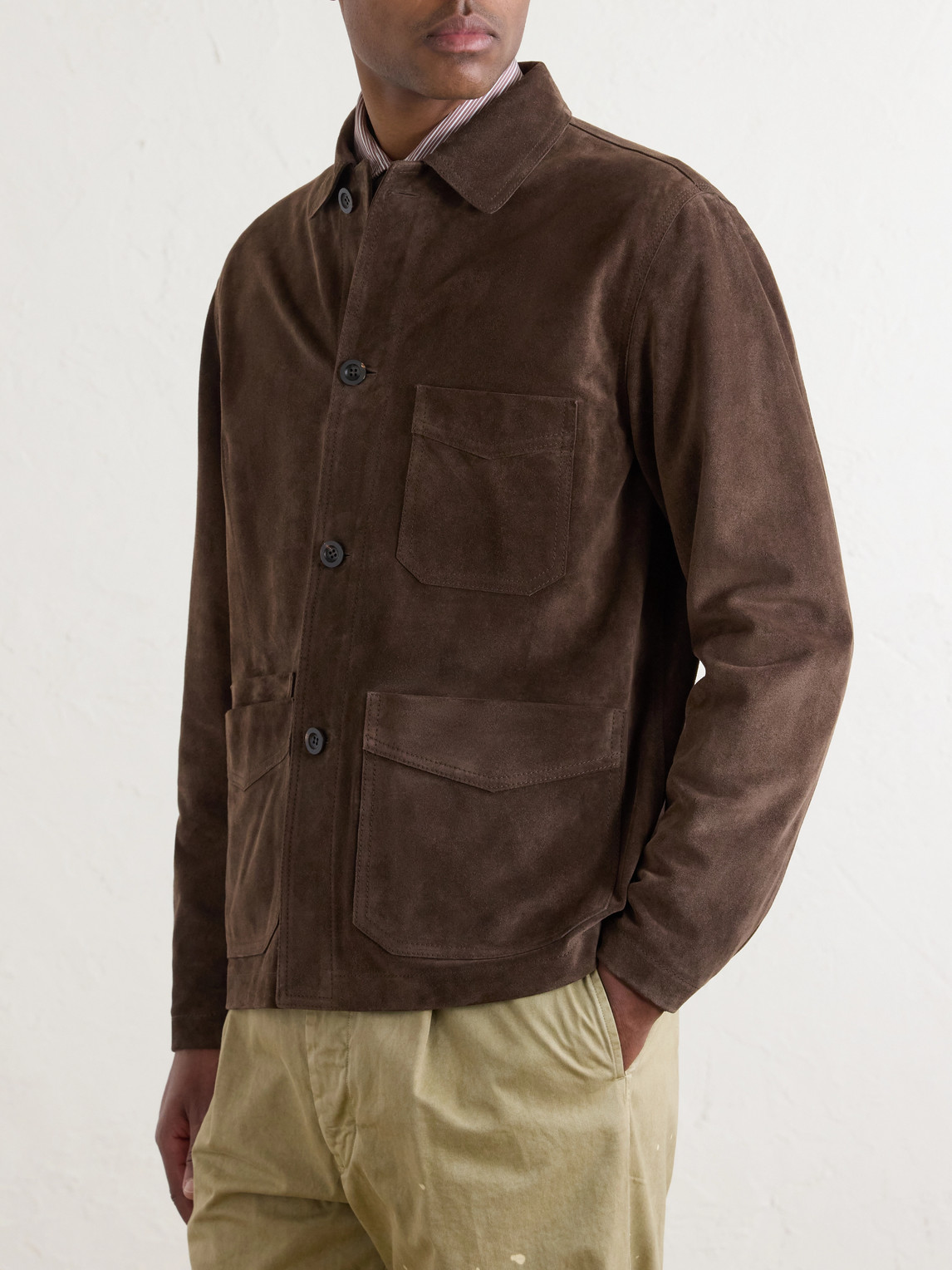  Drake's - Suede Chore Jacket - Men - Brown - Uk/us 40 