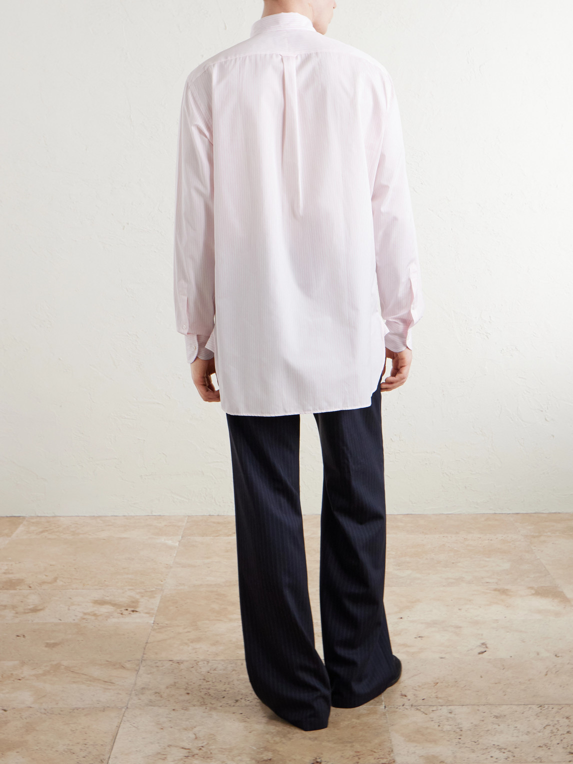 Button-Down Collar Striped Cotton-Poplin Shirt