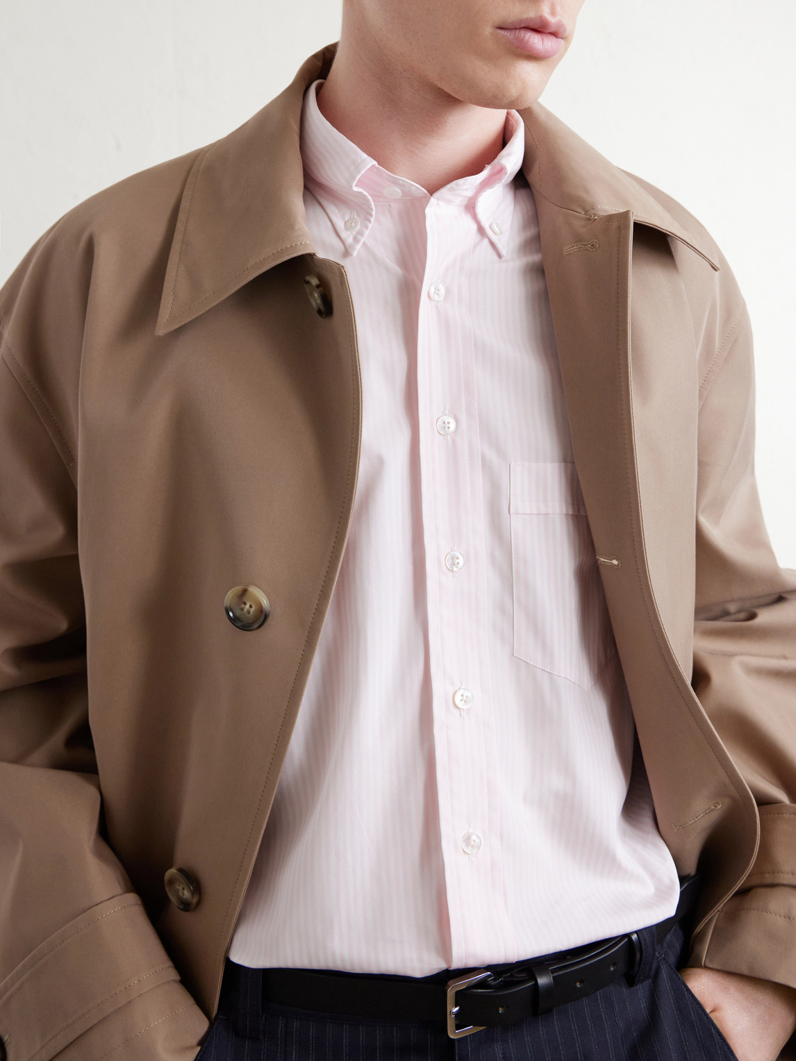 Button-Down Collar Striped Cotton-Poplin Shirt