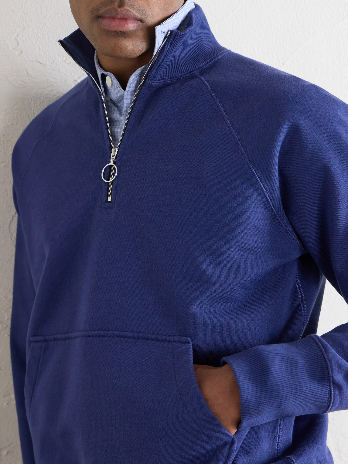 Cotton-Jersey Half-Zip Sweater