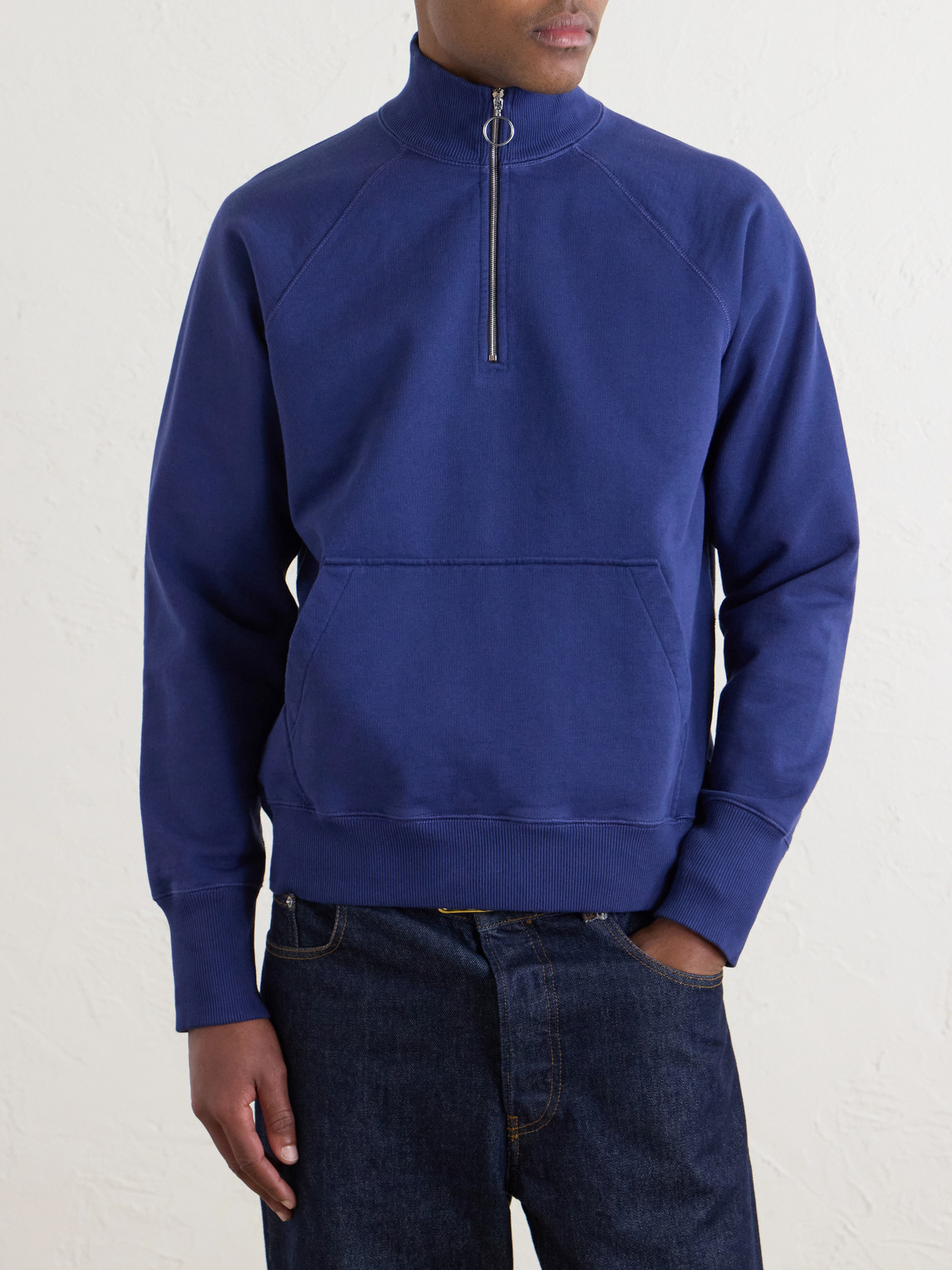 Cotton-Jersey Half-Zip Sweater