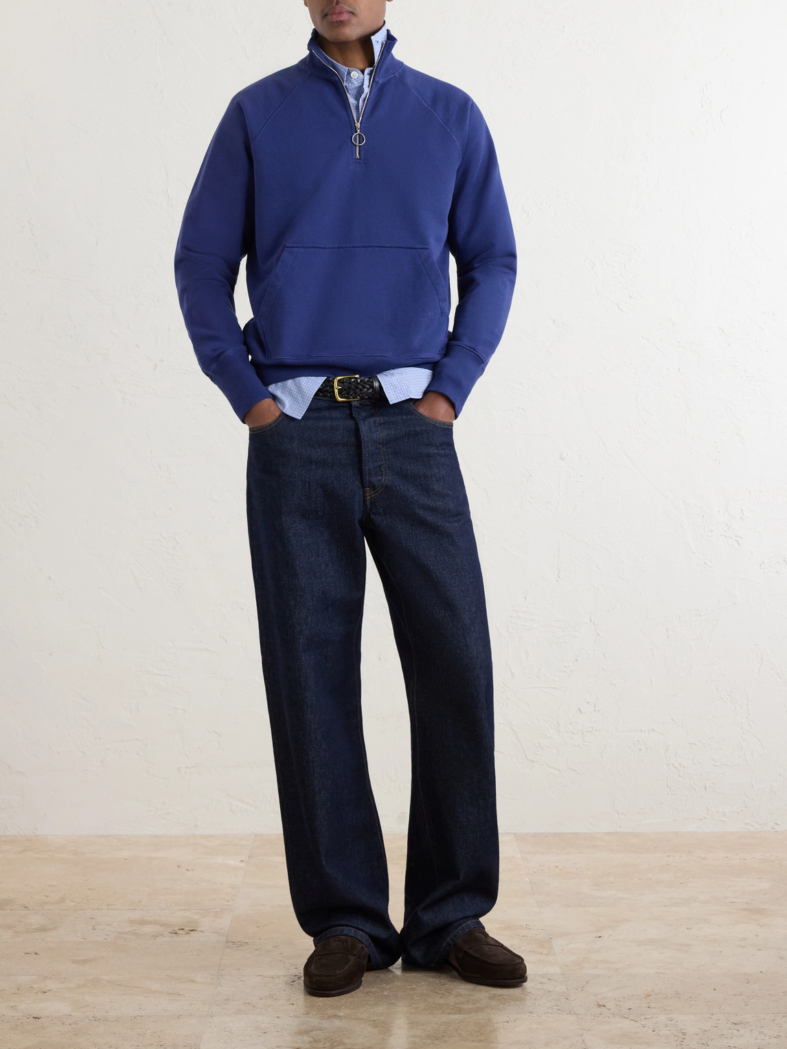 Cotton-Jersey Half-Zip Sweater