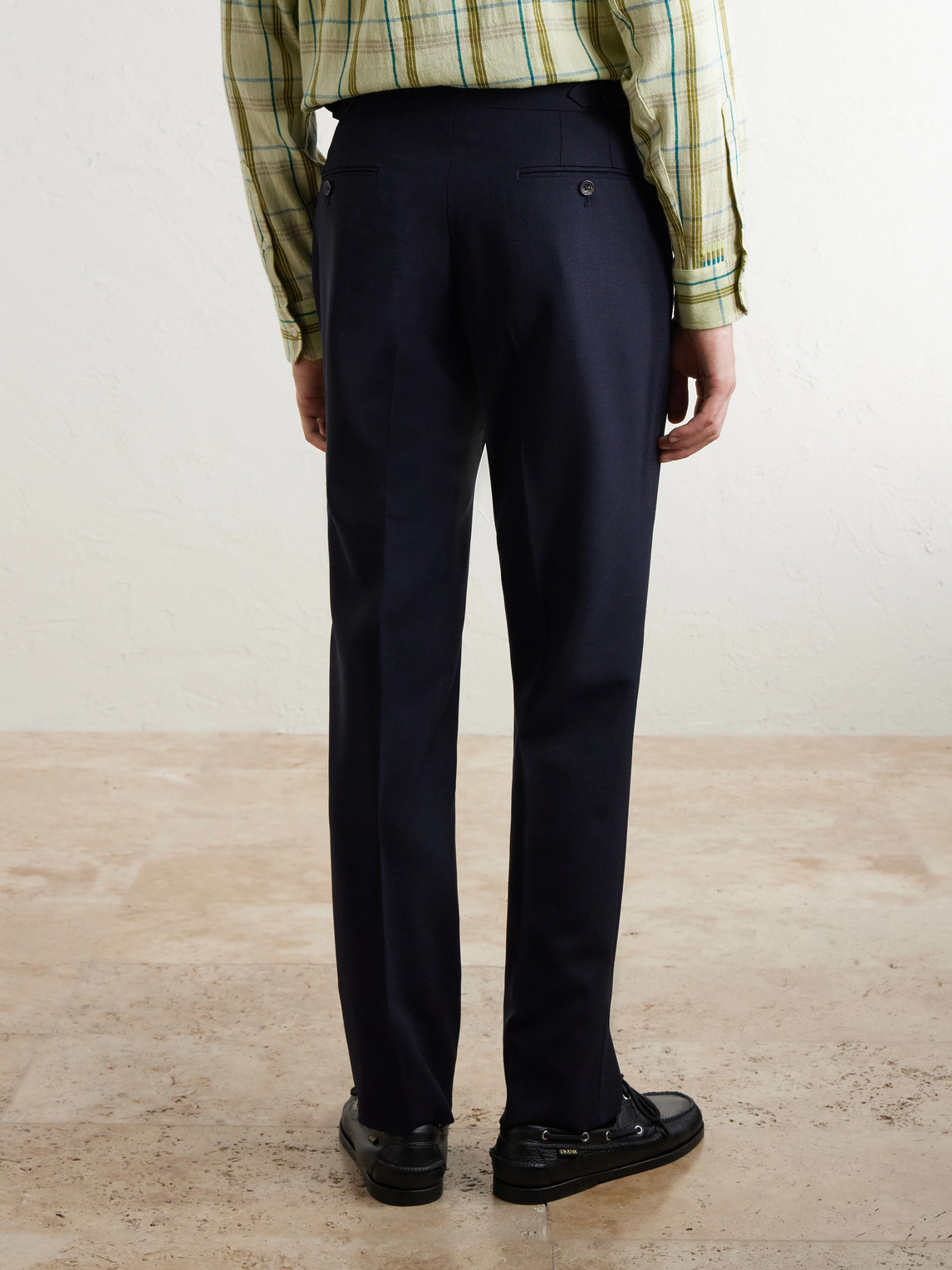 Straight-Leg Pleated Virgin Wool Suit Trousers