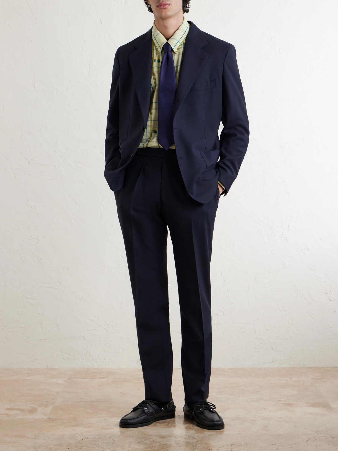 Straight-Leg Pleated Virgin Wool Suit Trousers