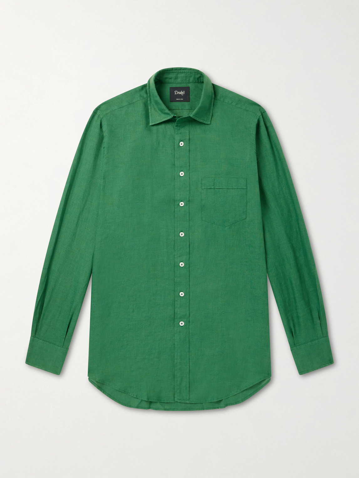 Drake's Linen Shirt In Green