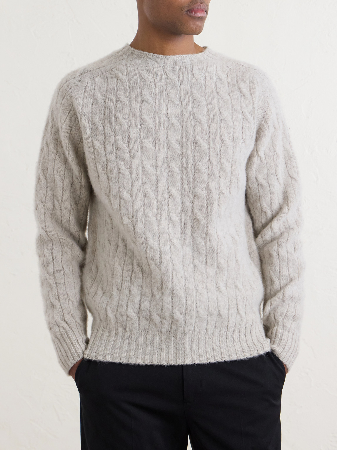  Drake's - Cable-knit Virgin Wool Sweater - Men - Gray - S 