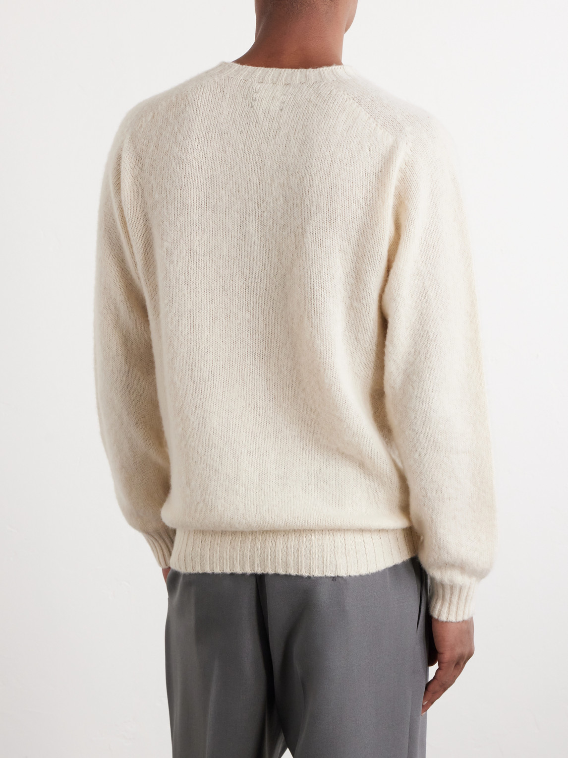  Drake's - Brushed Shetland Wool Sweater - Men - Neutrals - S 