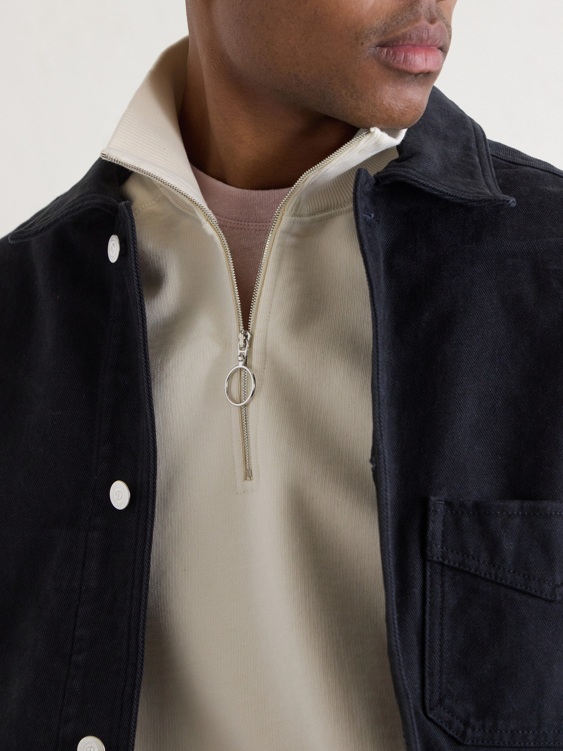 Cotton-Jersey Half-Zip Sweater